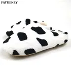 Новинка, 3 цвета, мягкая подошва FAYUEKEY, замшевые плюшевые домашние тапочки на весну, осень, зиму, женские домашние тапочки с принтом коровы и губ