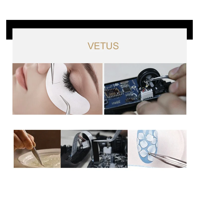 VETUS White ST 10-ST 17 норка наращивание ресниц нержавеющая сталь tweezers антистатические прямые и изгиб Ложные щипцы для ресниц