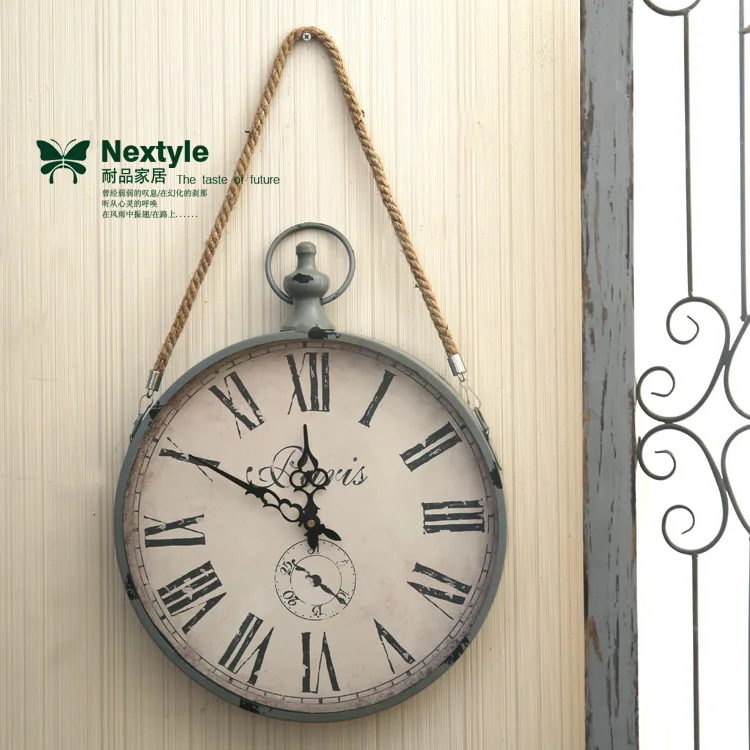 Металлические 14 дюймовые настенные часы с веревкой современный простой патруль