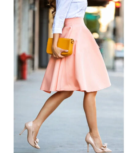 Женские эластичные юбки с высокой талией ярко розовые однотонные Повседневные