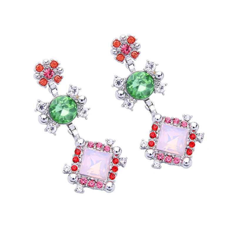 Классические серьги-подвески в виде листьев с кристаллами три цвета | Украшения и