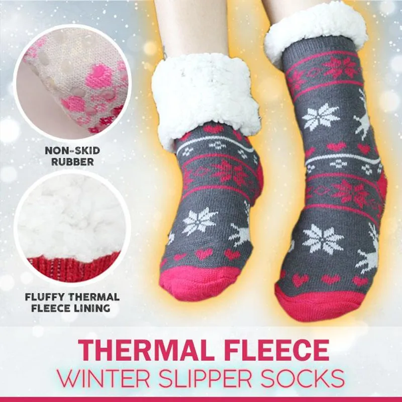 Embroidery Women Winter Thickening Plush Socks Coral Fleece Indoor Anti-slip Kawaii Thermal Slipper |