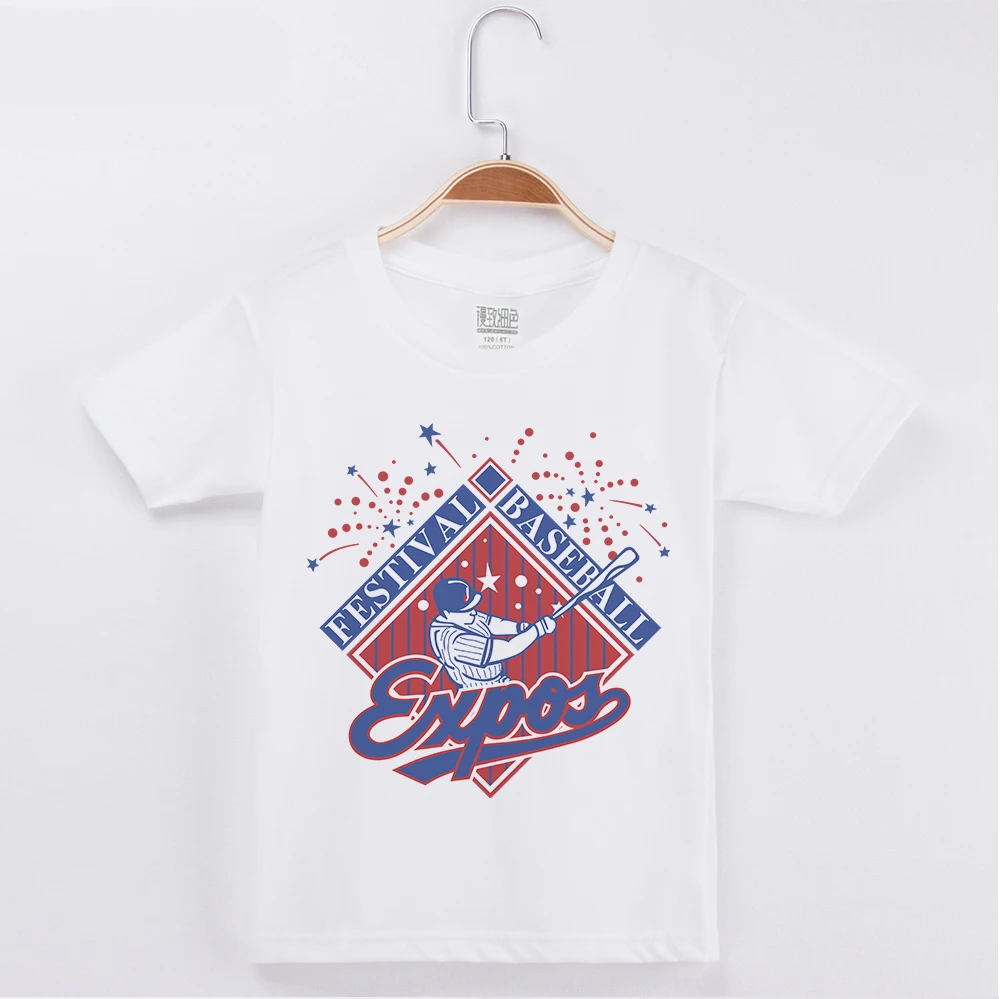 

Boys T Shirts Funny T-Shirt Cotton O-Neck White Half Sleeve Kid Tee Shirt Cartoon Baseball Motion Printing Fashion Child Tshirt