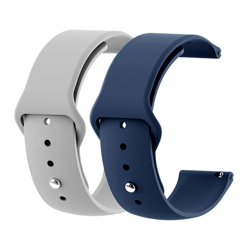 Gray Navy 18 мм 20 мм 22 мм 2 шт силиконовый ремешок для часов gear S2 ремешок для samsung gear S3 Classic Frontier Galaxy Watch Amazfit Bip браслет - Цвет ремешка: Gray Navy