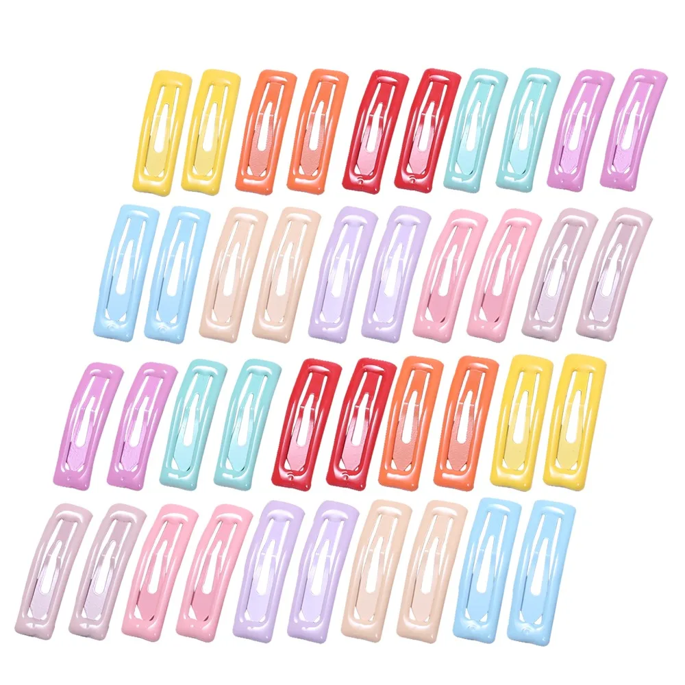 10pcs Baby Snap Hair Clips Children Colorful Women Metal Barrettes Rectangle Hairpin Accessories for Girls Hairgrips 5cm |