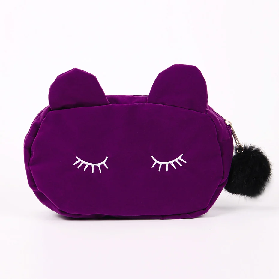 Purple 1 шт. милый кавайный котик леди Hairball канцелярские принадлежности на молнии Карандаш Чехол сумка офисные школьные принадлежности подарок - Цвет: Purple