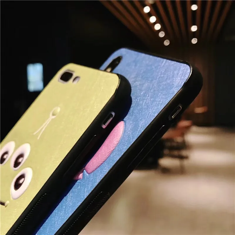 Cute Cartoon 3D Steve Three-eyed Alien Toy Story Leather Phone Case For iPhone 6 6s 7 8 Plus X Xs Max Xr stereoscopic Cover |