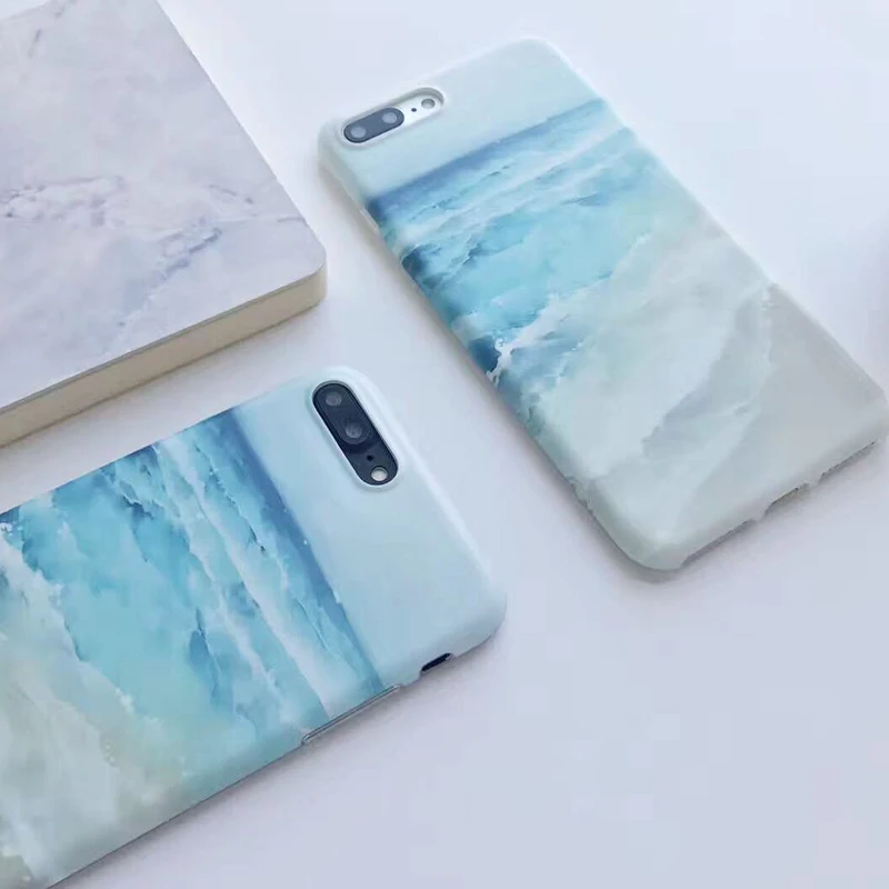 Tfshining Blue Sea Waves beach Silicon Phone case For apple iphone 6 6s 7 8 plus IMD Ocean TPU Case X back cover capa |