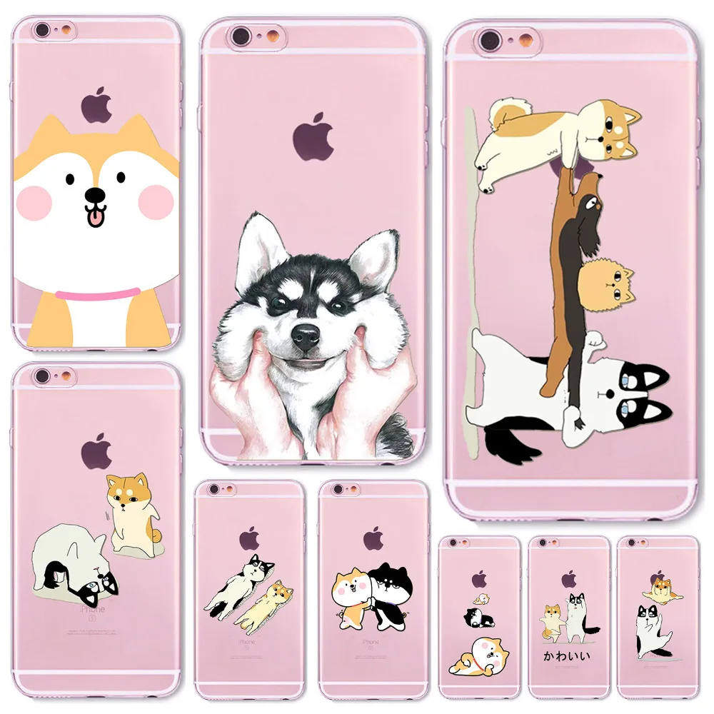 Чехлы для телефонов Husky iphone 6 S 7 Plus 5 5S SE тонкий мягкий симпатичный из ТПУ смайлик