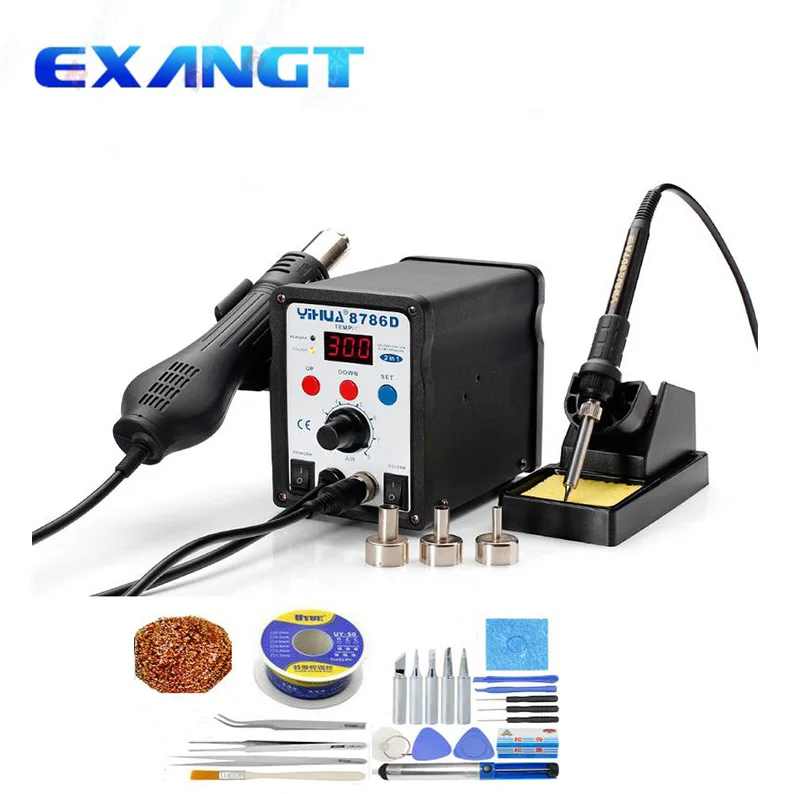 Высокое качество YIHUA 8786D 2 в 1 обновленная SMD паяльная станция Электрический паяльник+ фена 700 Вт для ремонта - Цвет: 8786D