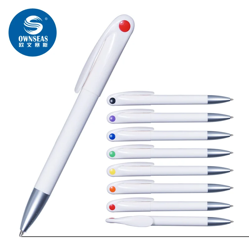 

1000 pcs/lot kawaii design white advertising ballpoint pen with logo canetas