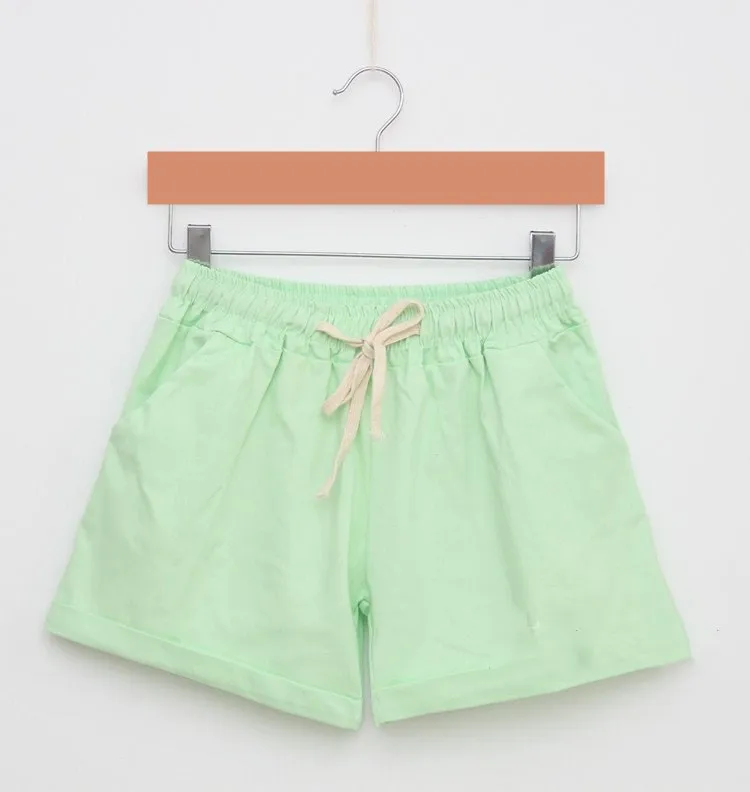 D065 Light green YRRETY новые летние шорты женские шорты со шнурком свободные женские шорты для фитнеса повседневные шорты для женщин 14 цветов спортивные шорты для женщин - Цвет: D065 Light green