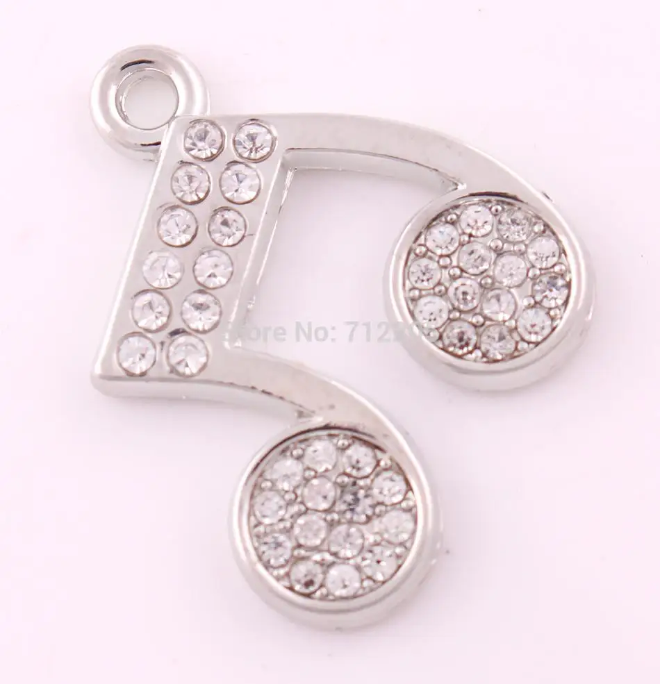 Новинка 20 шт. в комплекте Цинковый кулон с родиевым покрытием и сверкающими