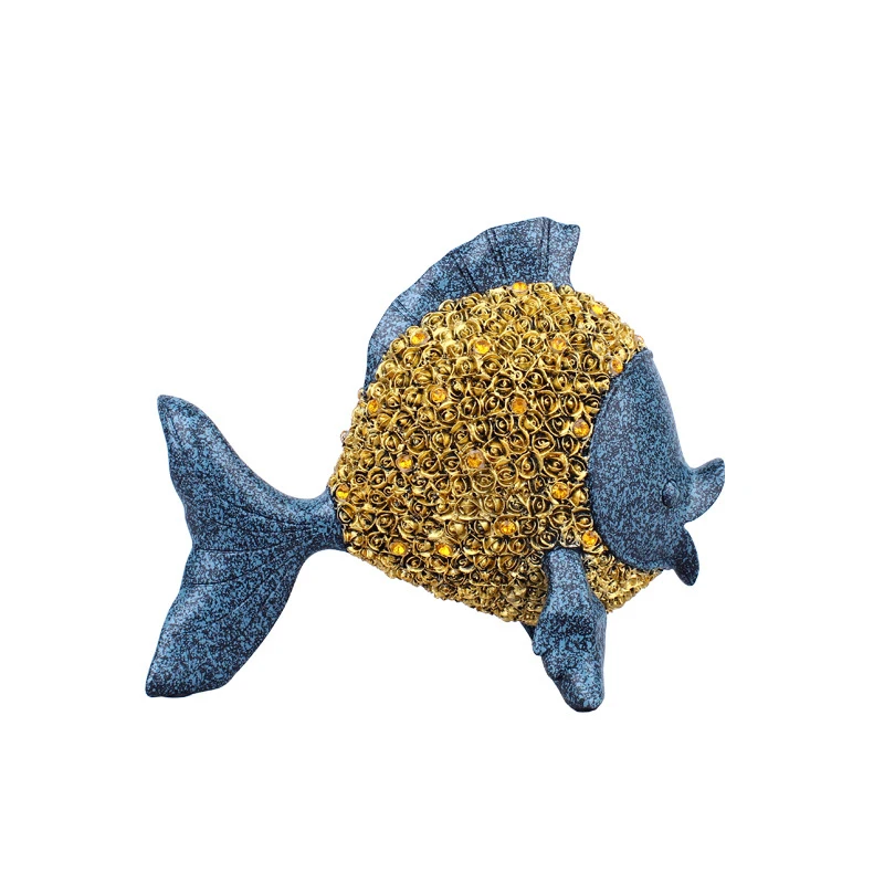 Миниатюрная фигурка золотой рыбки из смолы милые животные с алмазным столом для