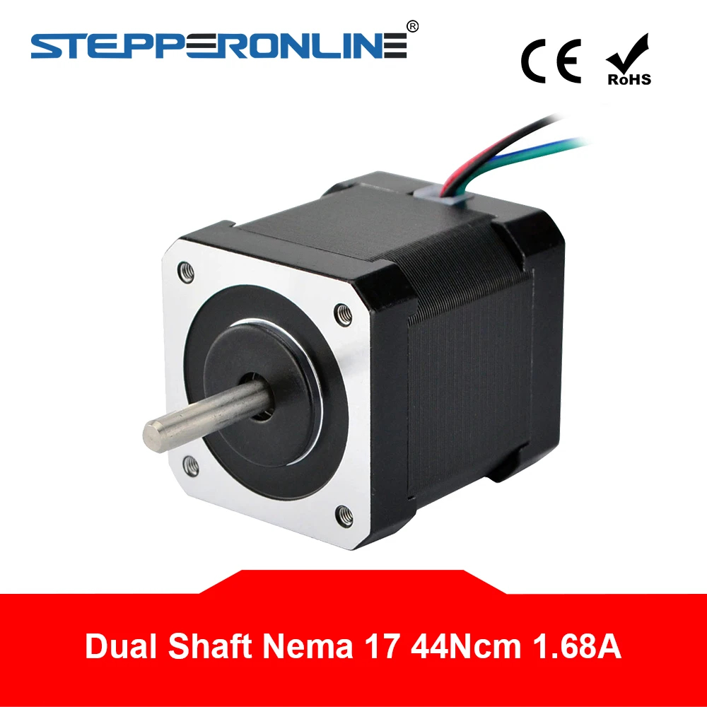 Шаговый двигатель Nema 17 с двойным валом 1 68a 45Ncm/64oz.in Nema17 шаг 42 4 свинцовый для DIY ЧПУ 3D