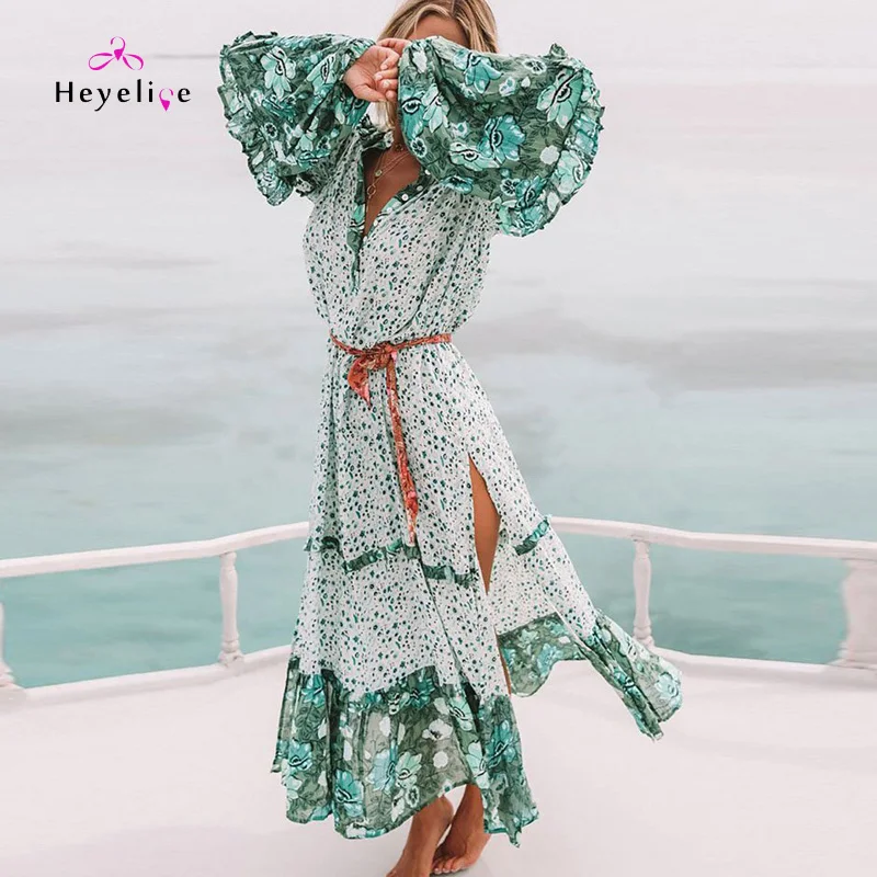 Женские платья-бикини пляжная одежда с длинным рукавом и принтом | Парео