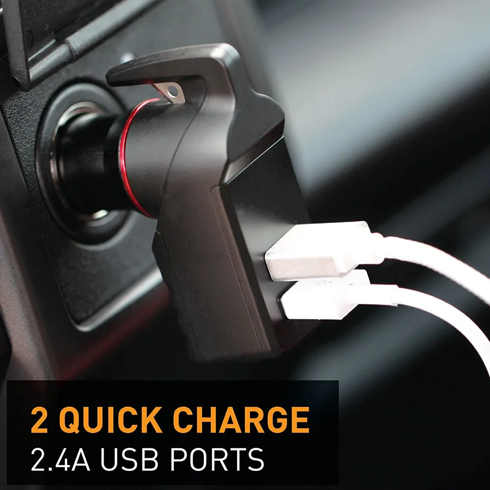 Быстрое зарядное устройство 3 в 1 USB Автомобильное зарядное устройство ремень безопасности резак аварийный молоток подпружиненный стеклянный выключатель Бритва для Sharp