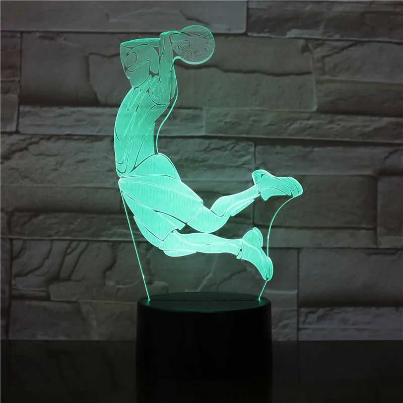 Творческий 3D визуальный баскетбольный мяч Dunk светодиодный Ночной светильник 7