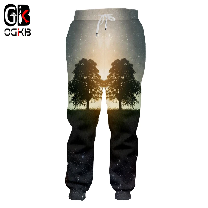OGKB New Arrival Men/women Casual Full Length Pants Haren Harajuku Nightfall Tree 3D Printed Sweat Hip Hop Sweatpants 5XL |