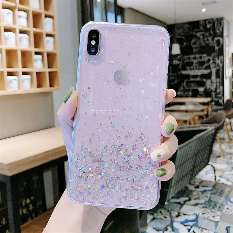 COPEONE для iPhone X Case класса люкс с блестками и нашивкой в виде звезды девочек