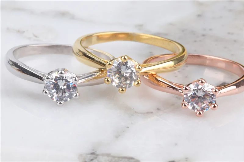 Женские Простые Кольца CC с серебряным покрытием и кубическим цирконием