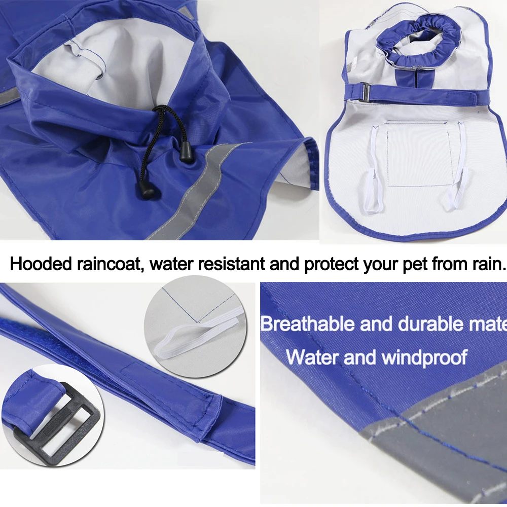 Detachable Fastener Outdoor Hoodie Pet Poodle Raincoat Rainwear Dog Puppy Waterproof Jacket Clothes |