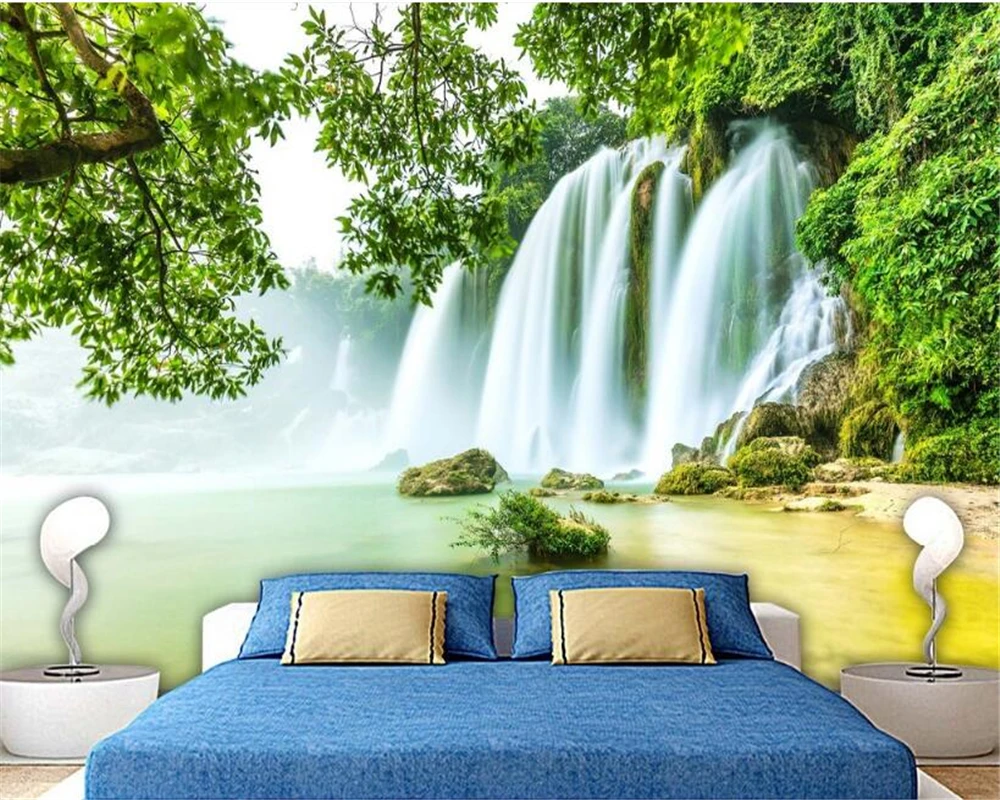 Новинка 2018 соблазнительные обои с зеленым водопадом красивый простой прозрачный