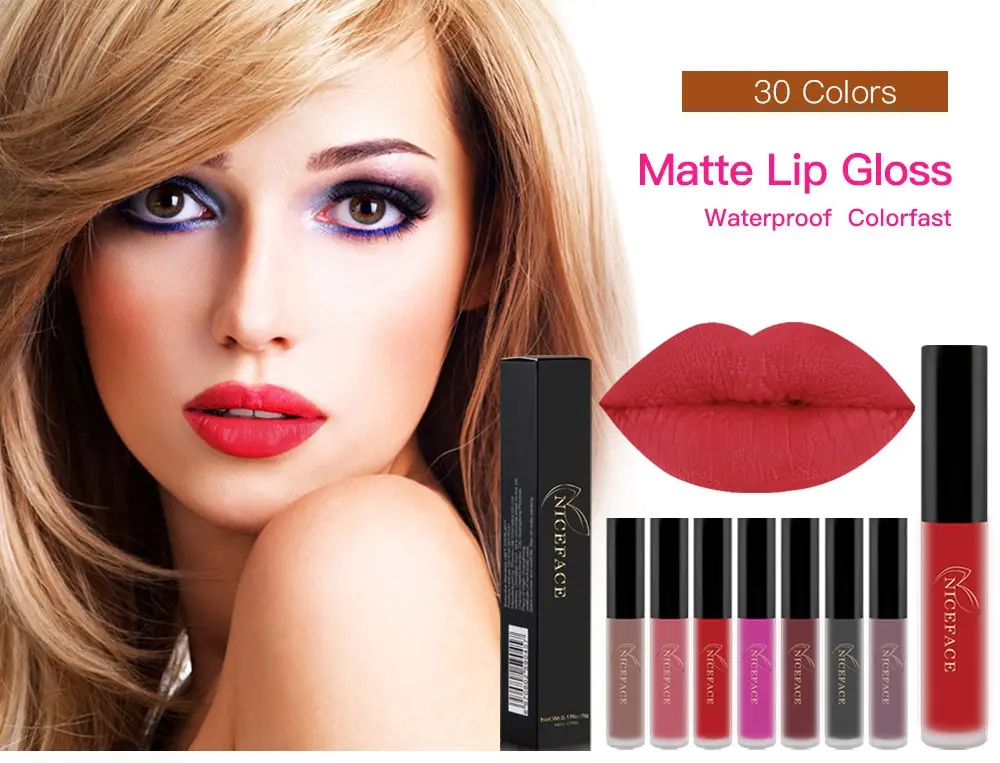 NICEFACE 38 цветов телесный Batom mate блеск для губ макияж жидкая губная помада с увлажняющим действием длительный Levre матовый блеск для губ, Косметика Rouge