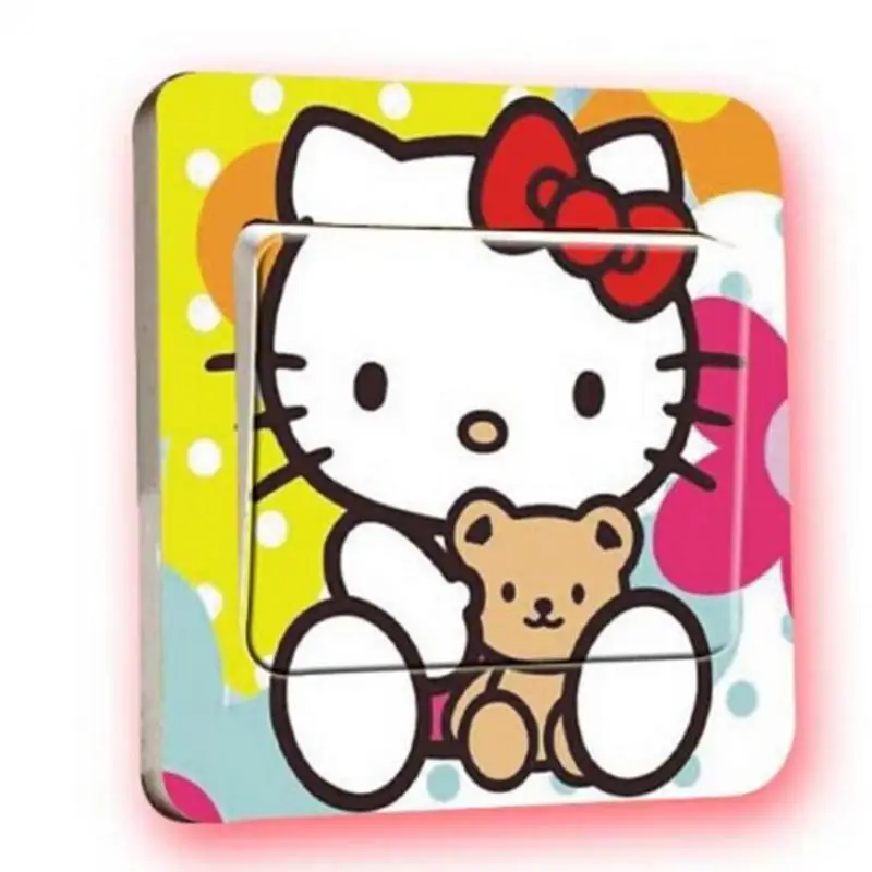 2 шт Новый список мультфильм Hello Kitty переключатель розетка наклейки украшенные