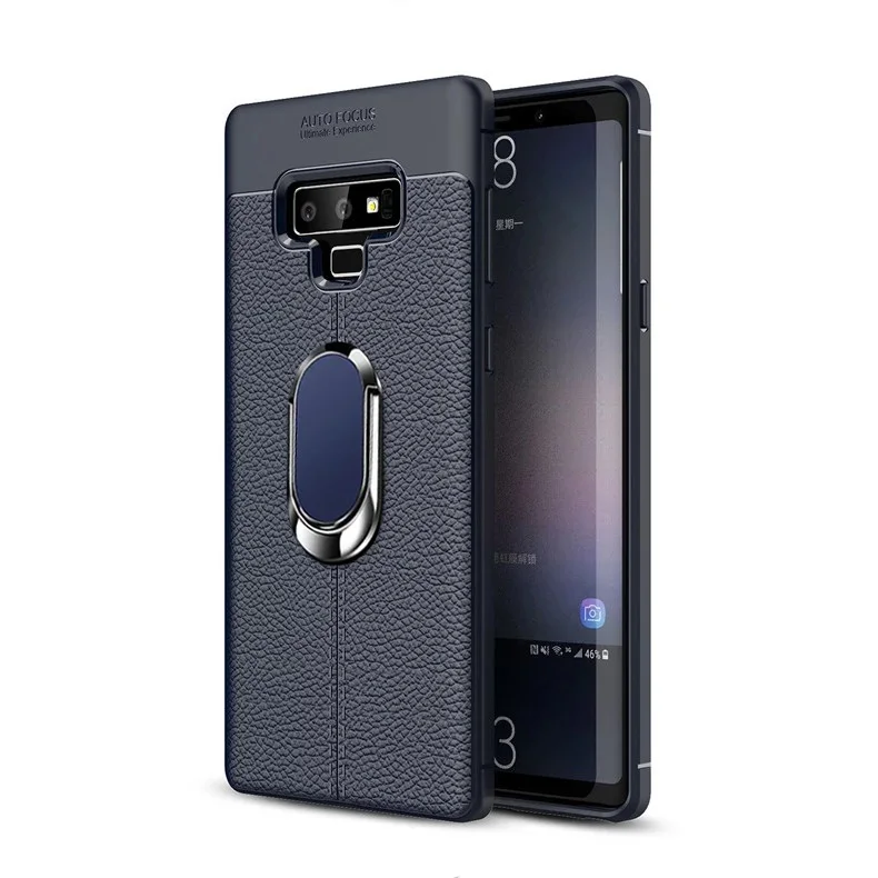 Blue Чехол для телефона samsung Galaxy S8 S9 плюс S7 край магнитное кольцо мягкий силиконовый держатель задняя крышка для samsung Galaxy примечание 8 9 принципиально - Цвет: Blue