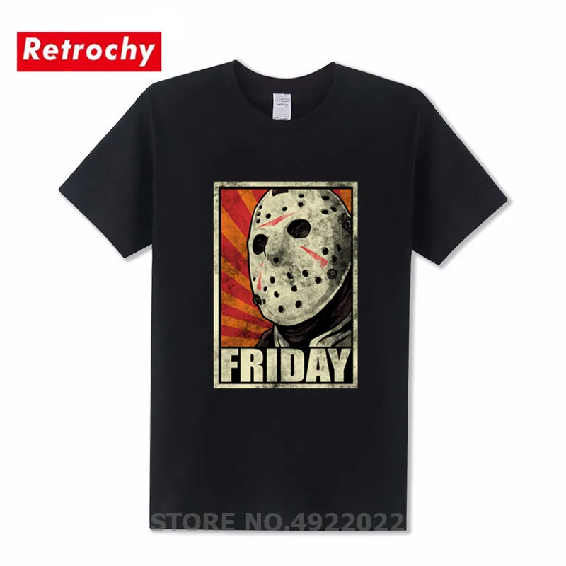 Мужская хлопковая футболка с коротким рукавом Jason Voorhees принтом маска ужаса на