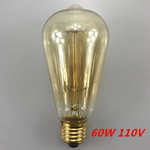 Марочные шарики Edison E27 110 V/220 V лампы накаливания 40 Вт/60 Вт ST64 лампы накаливания Ретро электрическая лампочка эдисона для подвесного светильника - Цвет: 60W 110V
