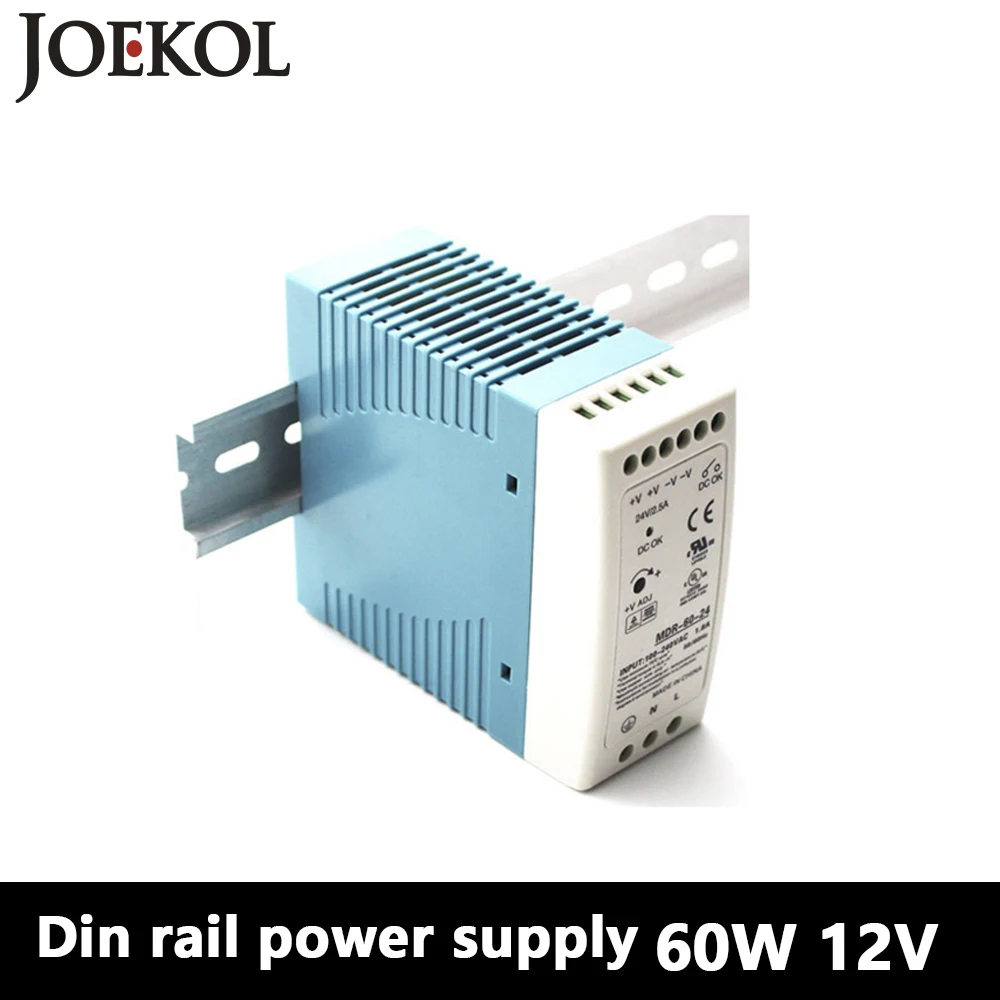 

MDR-60 Din Rail Power Supply 60W 12V 5A,Switching Power Supply AC 110v/220v Transformer To DC 12v,ac dc converter