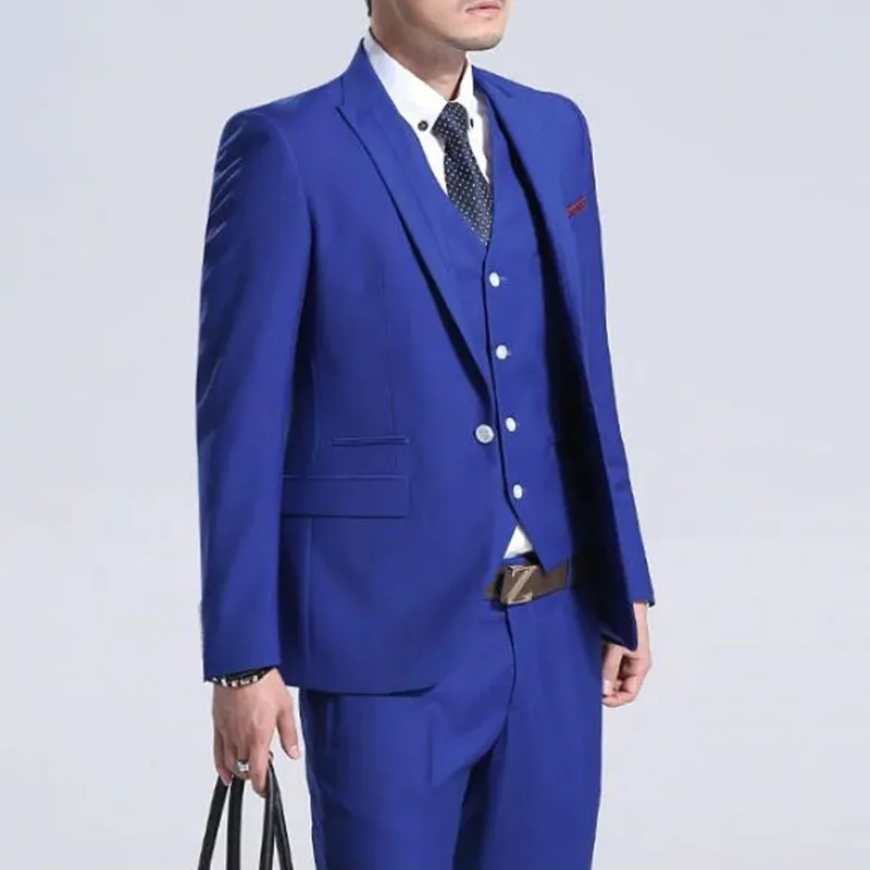 

Custom men's suit three-piece suit (coat + pants + vest) wedding groom groomsmen dress men's fashion solid color suit custom