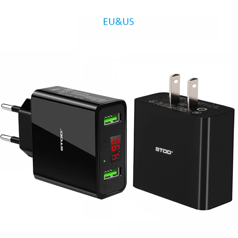 STOD Dual USB зарядное устройство 2 порта светодиодный дисплей зарядка 2.2A Макс. Для iPhone iPad samsung huawei Mi zte Oneplus htc LG настенный адаптер