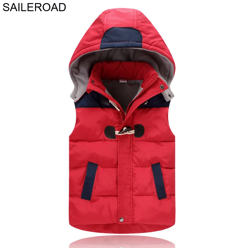 SAILEROAD/теплый белый детский жилет на утином пуху для мальчиков от 3 до 11 лет Осенняя детская верхняя одежда для девочек зимний жилет для малышей - Цвет: red