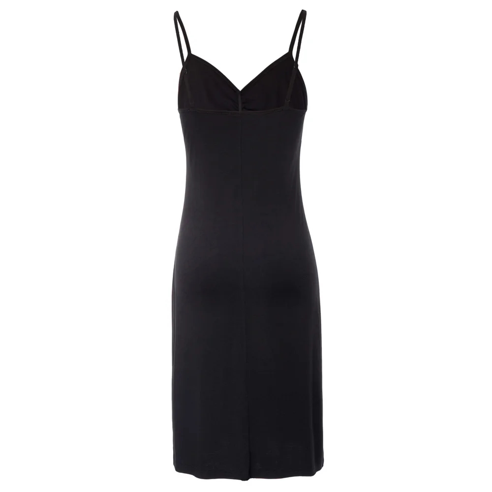 Облегающее бедра платье-комбинация повседневное Спагетти ремень v-образный