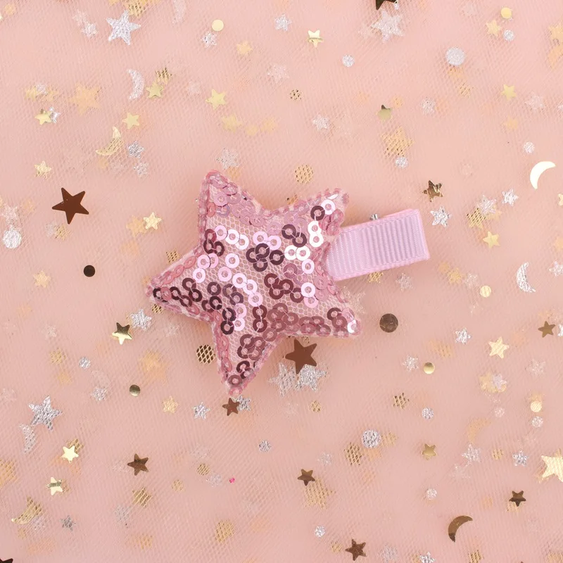 2019 new five-pointed star color sequins girls hairpins long 58mm 5 colors clip Hair Accessories for kids barrettes pink 1pcs | Детская