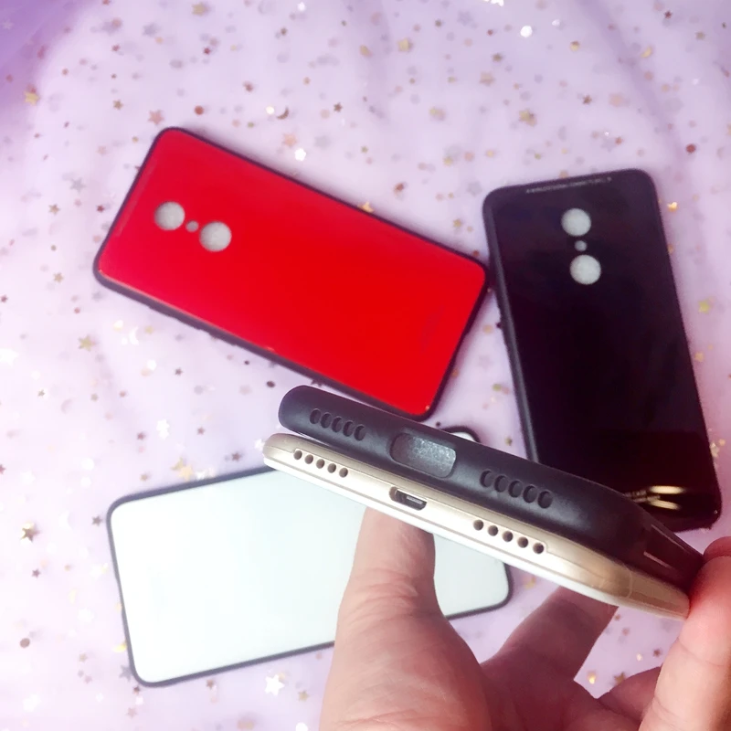 Luxury Tempered Glass Case for Xiaomi Redmi 6A Hard Back Shell Soft TPU Bumper Phone 6 Cover |