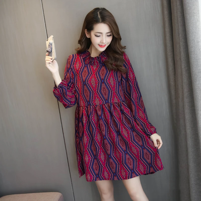 Женское платье с геометрическим принтом весеннее ТРАПЕЦИЕВИДНОЕ ПЛАТЬЕ