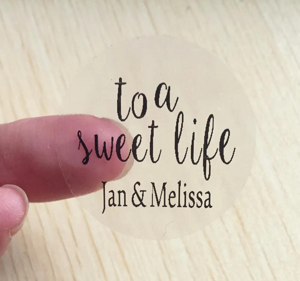 

90 pcs 5 cm Custom Personalized To a Sweet Life Wedding Transparent Favor Stickers Clear Cake Labels