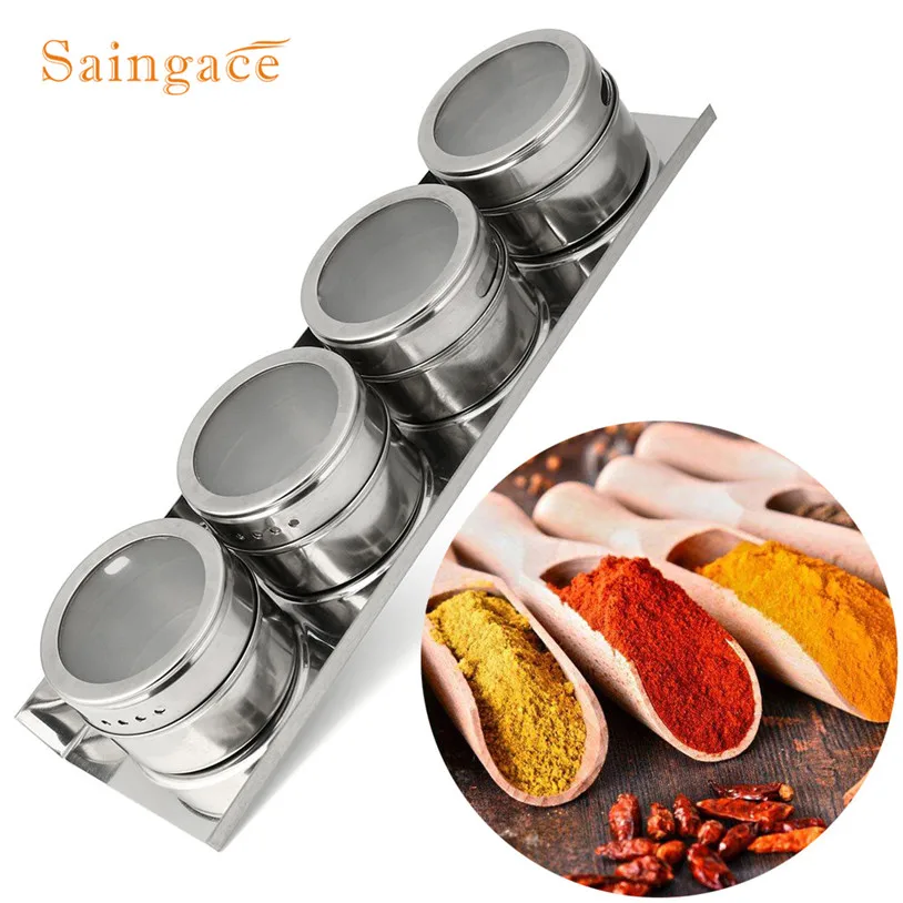 SAINGACE 3 шт./4 шт./6 шт. Герметичные банки из нержавеющей стали для хранения банок для специй с прозрачными крышками бутылка для приправ u70526 RTT