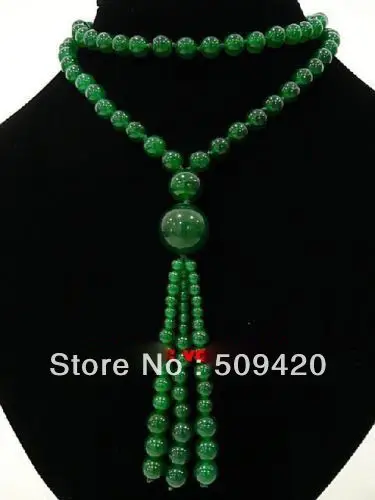 

Free Shipping Wholesale Beautiful new green jade long Pendant necklace 30"