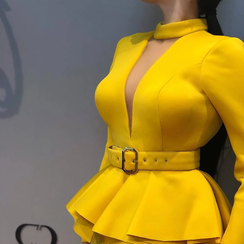 Африканская Женская одежда Бандажное платье элегантное с рюшами и длинным