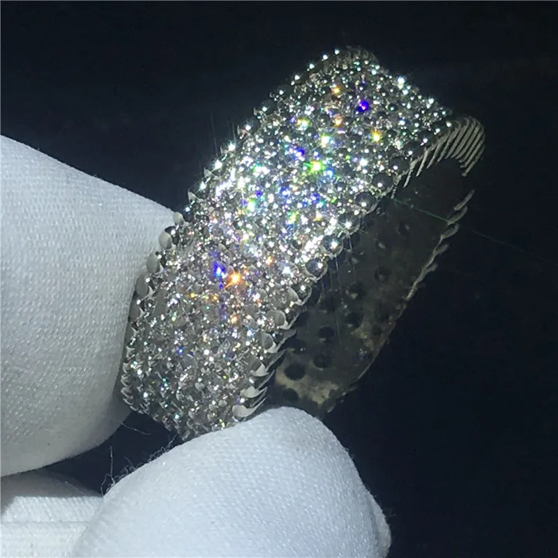 Fashion Tennis AAAAA Cz Stone White Gold Filled Engagement wedding band ring for women Bridal Finger Jewelry | Украшения и