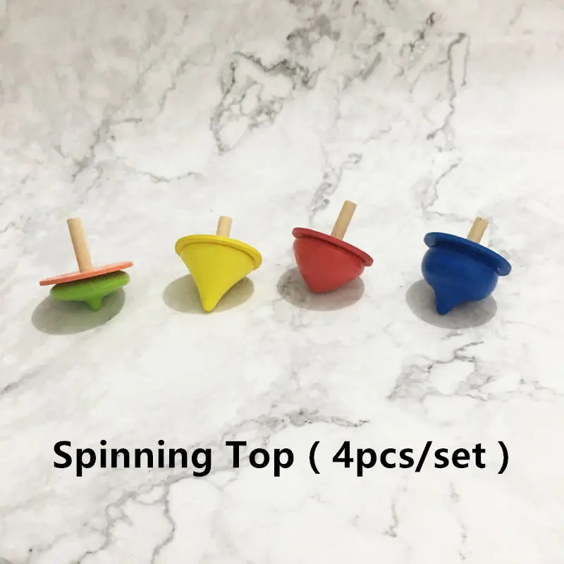 spinning top 4pcs ToysParadise волчок/Радужная погремушка/плавающий шар/свисток/кубическая струна деревянные игрушки для детей Пазлы детские развивающие - Цвет: spinning top 4pcs
