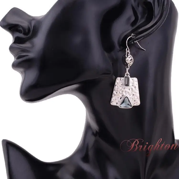 Women CZ Diamond Fashion Jewelry Brincos Vintage Exaggerated Black Big Crystal Chunky Silver Plated Statement Dangle Earrings | Украшения и