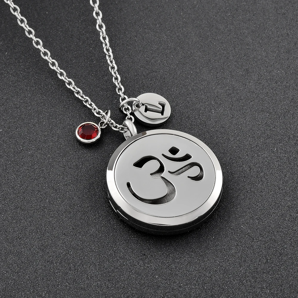 

IJPD0005 DIY Letter Stainless Steel Perfume Essential Oil Locket Pendant Necklace Free Pads Aromatherapy Locket Necklace