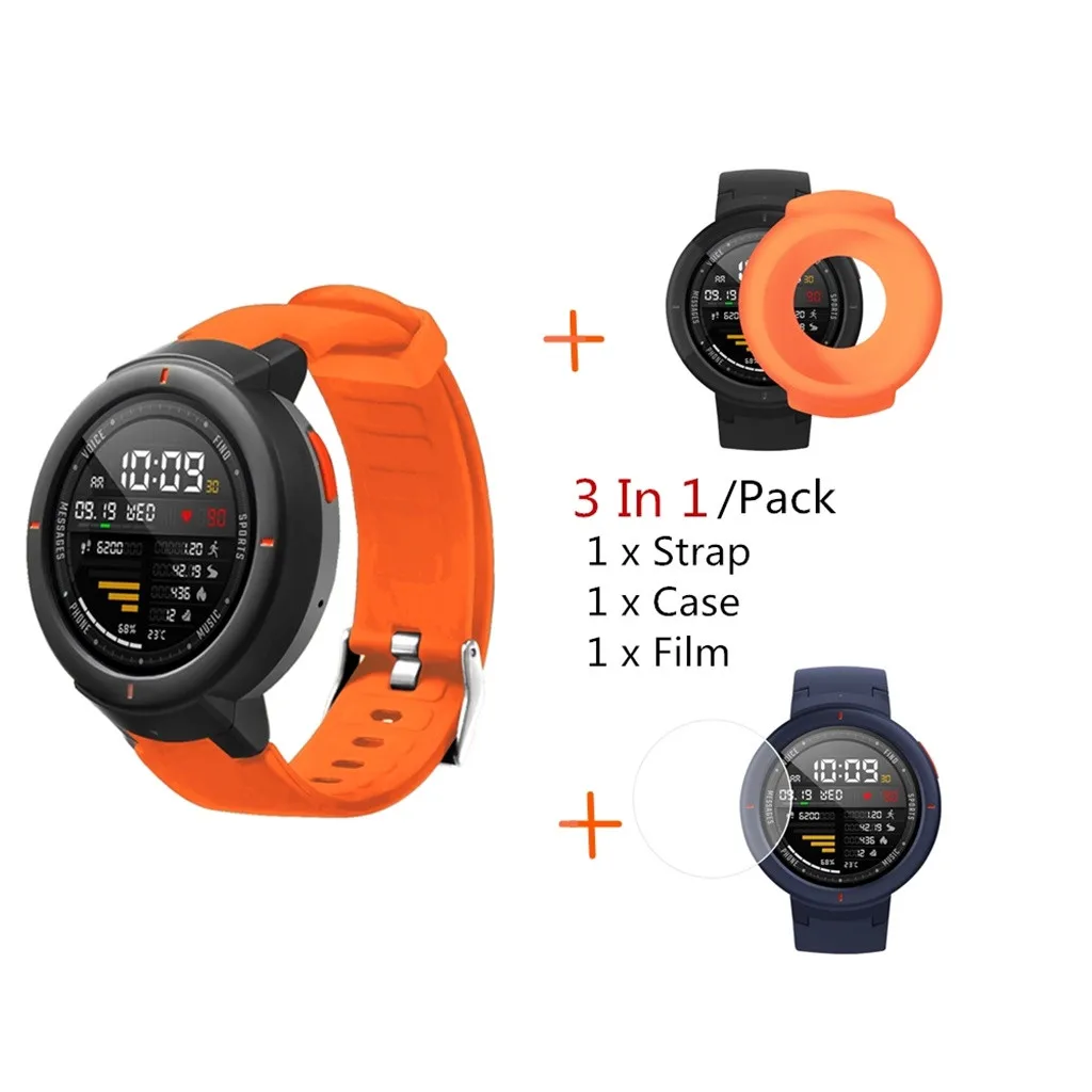 Orange Силиконовый ремешок для часов чехол для Huami Amazfit Verge с защитой экрана Watachband Спортивные товары аксессуары - Цвет: Orange