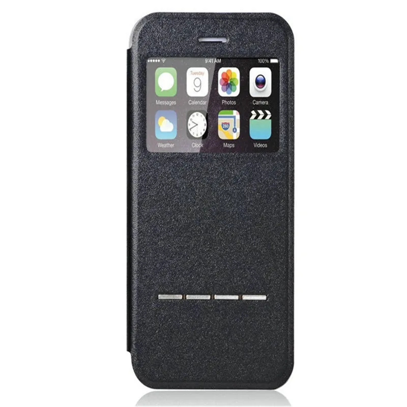 Роскошный чехол с окошком для экрана iPhone 8 7 Plus флип 5S 5C SE 6 6S X скользящий